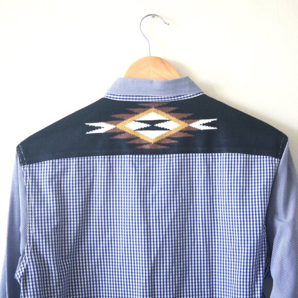 Size S - IDOOMEE Men's Mix Fabrics Boho Country Shirt - Picture 5 of 5